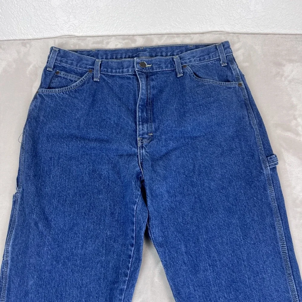 Y2K Dickies‎ Jeans Mens 38x32 Blue Denim Cotton Carpenter Workwear Grunge Skater